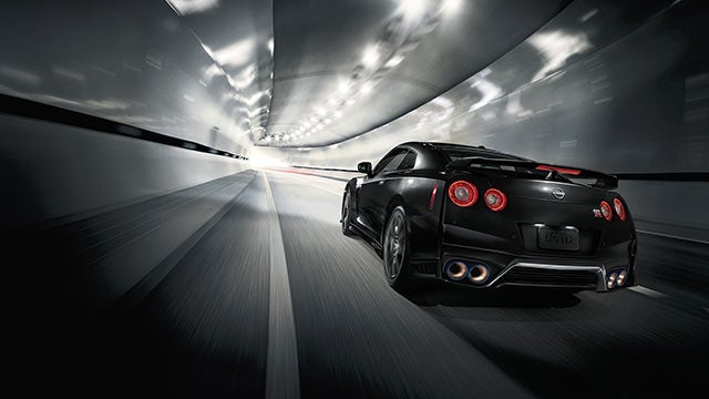 2023 Nissan GT-R seen from behind driving through a tunnel | Nissan of Melbourne in Melbourne FL